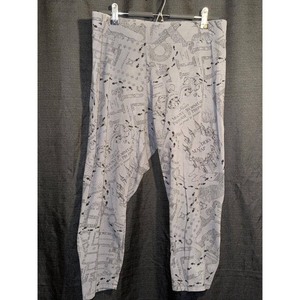 Torrid Harry Potter Marauder's Map Leggings Women's Size 2 18/20 Gray Hogwarts